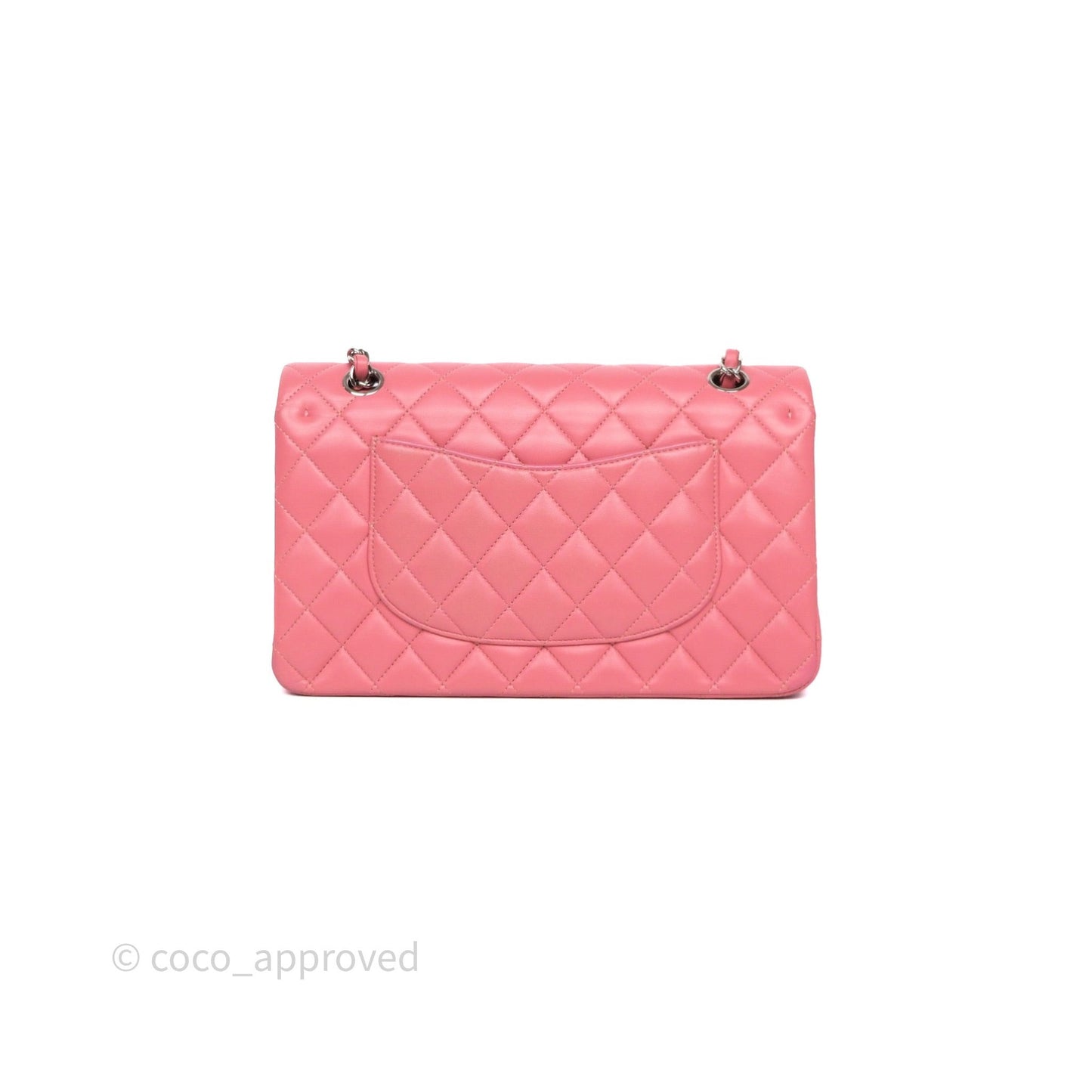 Chanel Classic M/L Medium Flap Quilted Pink Lambskin Silver Hardware