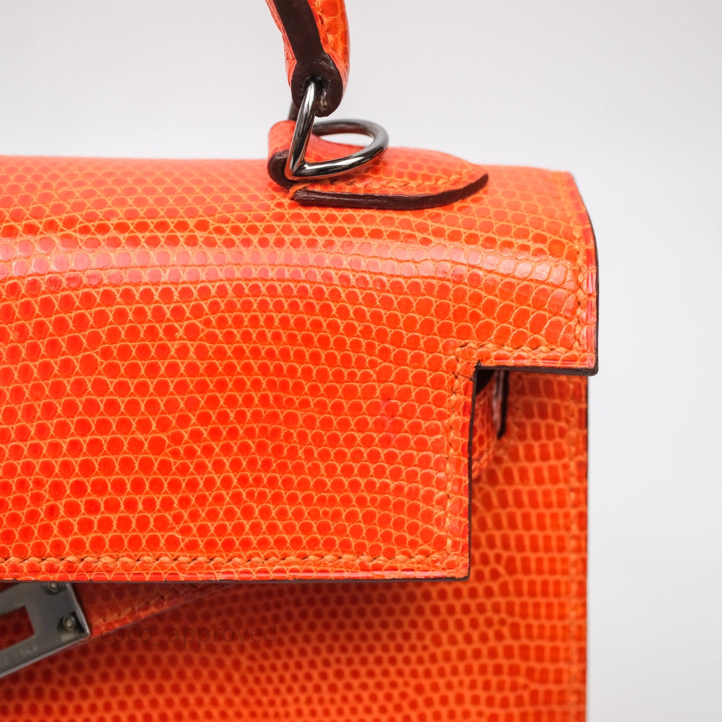 Hermes Kelly 25 Poppy Orange Lizard Palladium Hardware