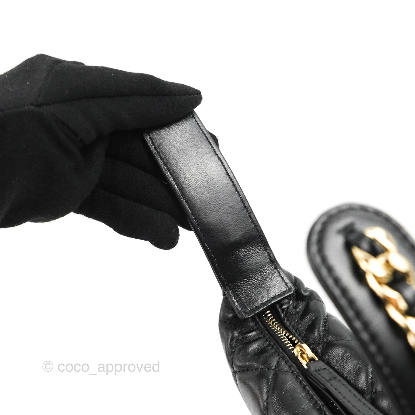 Chanel Quilted Chain Around Pouch Black Lambskin