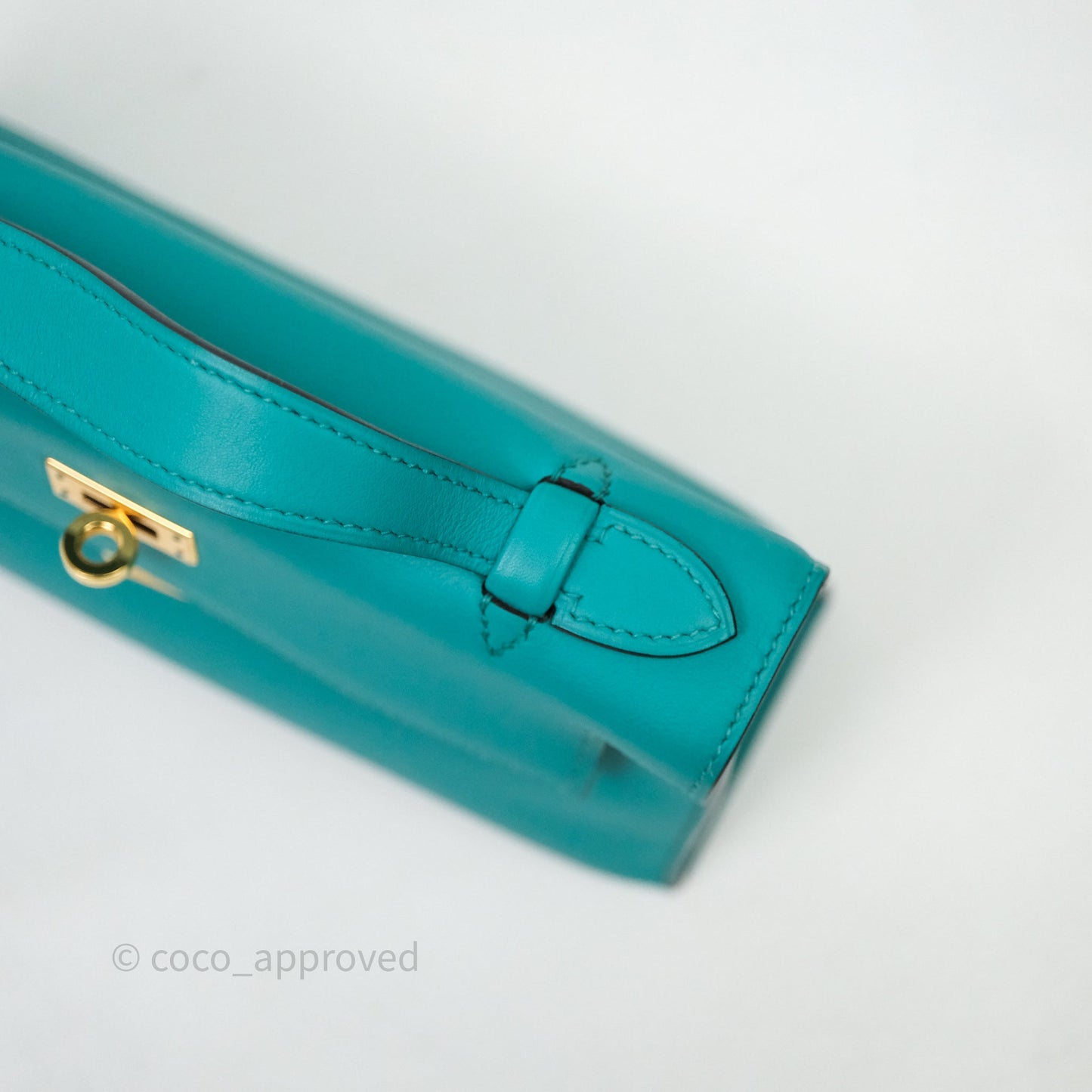 Hermès Kelly Pochette Bleu Paon 7F Gold Hardware