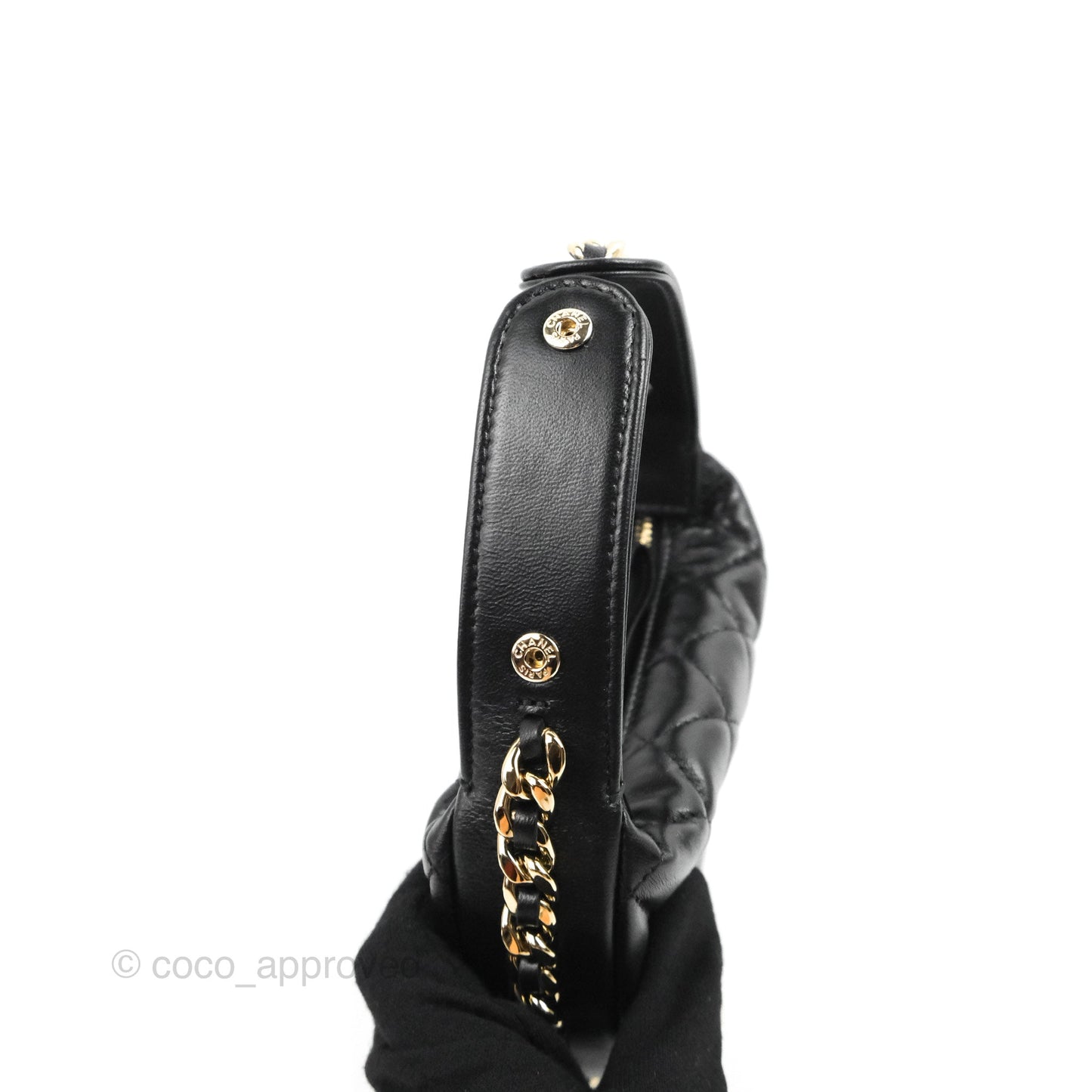 Chanel Quilted Chain Around Pouch Black Lambskin