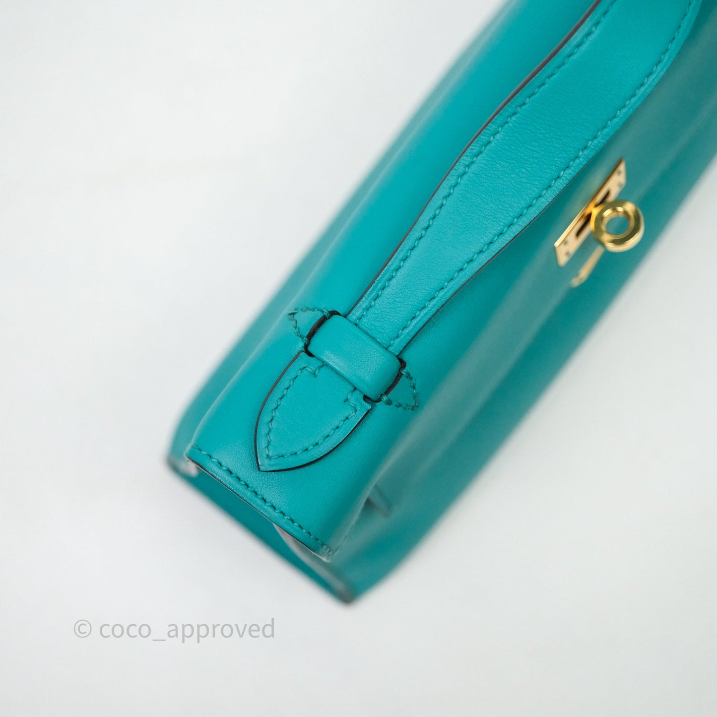 Hermès Kelly Pochette Bleu Paon 7F Gold Hardware