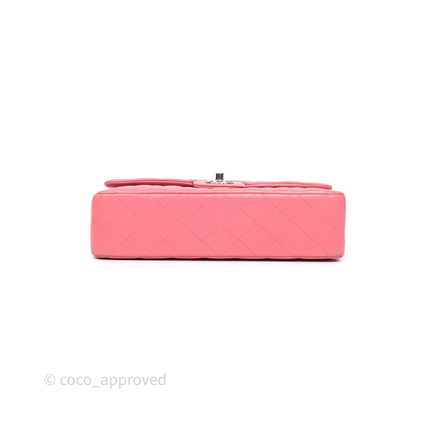 Chanel Classic M/L Medium Flap Quilted Pink Lambskin Silver Hardware