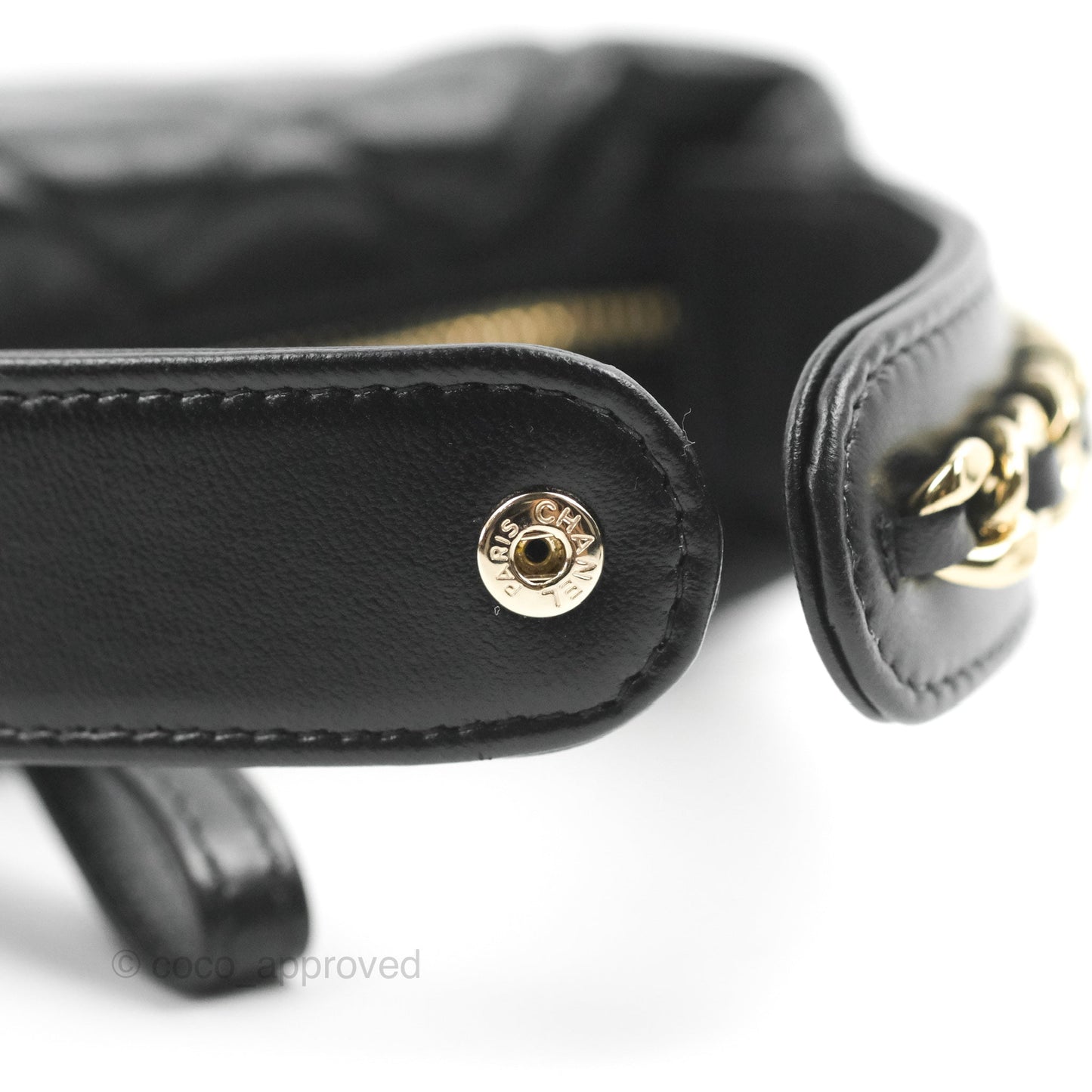Chanel Quilted Chain Around Pouch Black Lambskin