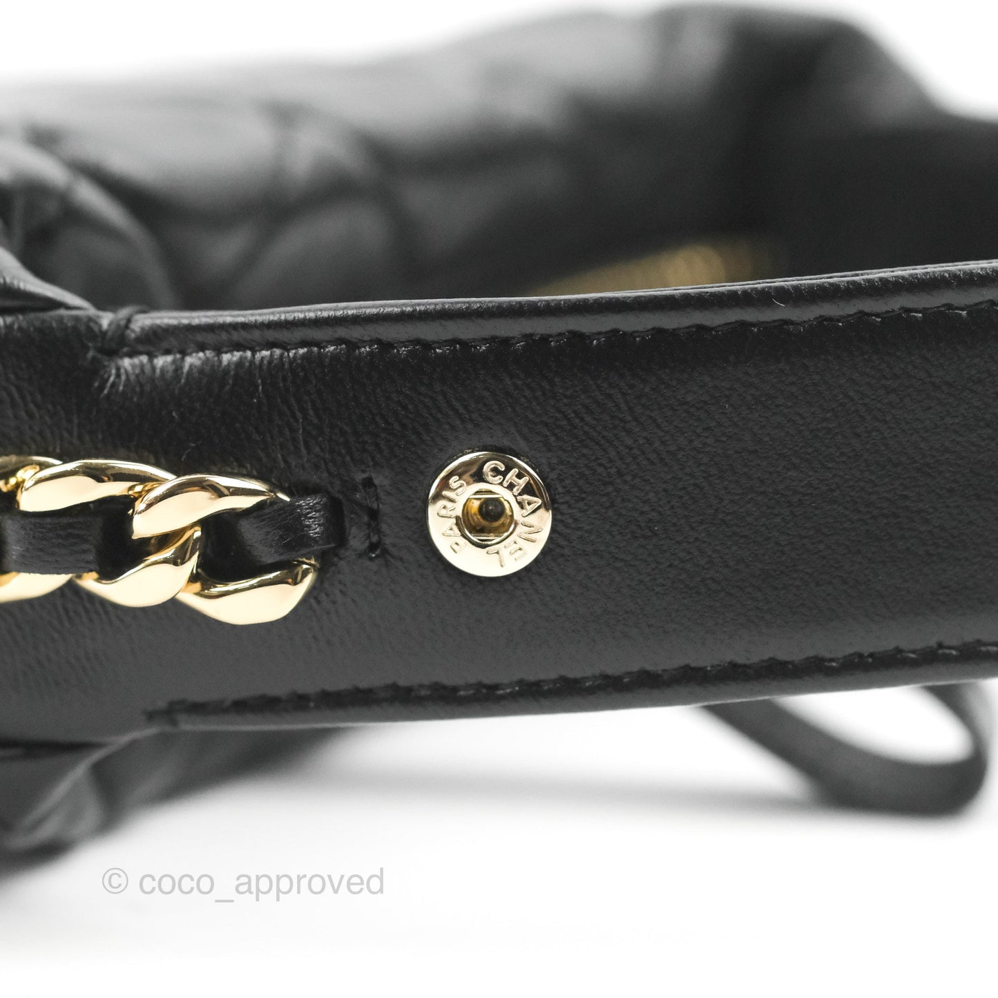Chanel Quilted Chain Around Pouch Black Lambskin