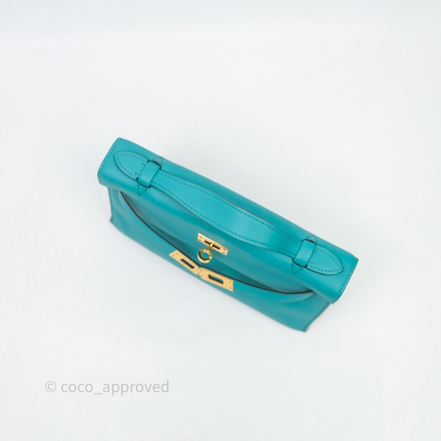 Hermès Kelly Pochette Bleu Paon 7F Gold Hardware