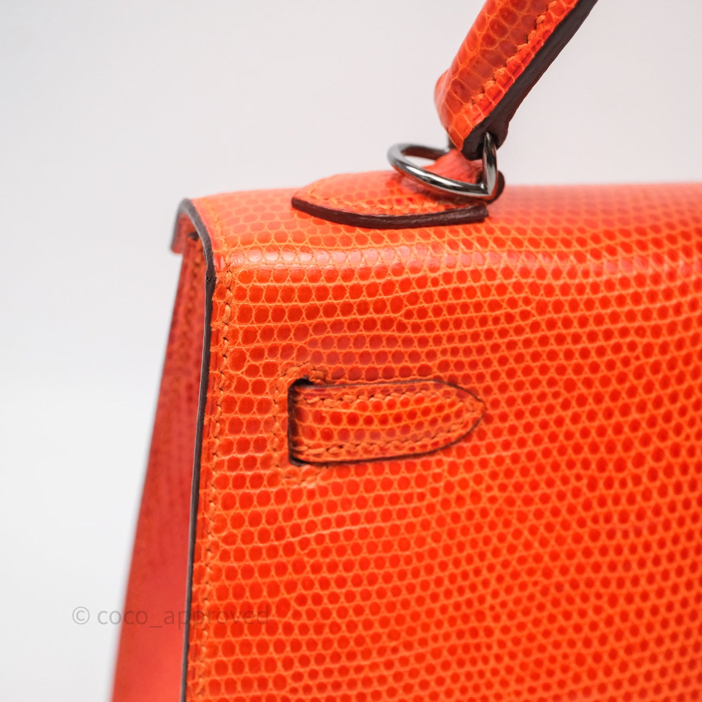 Hermes Kelly 25 Poppy Orange Lizard Palladium Hardware