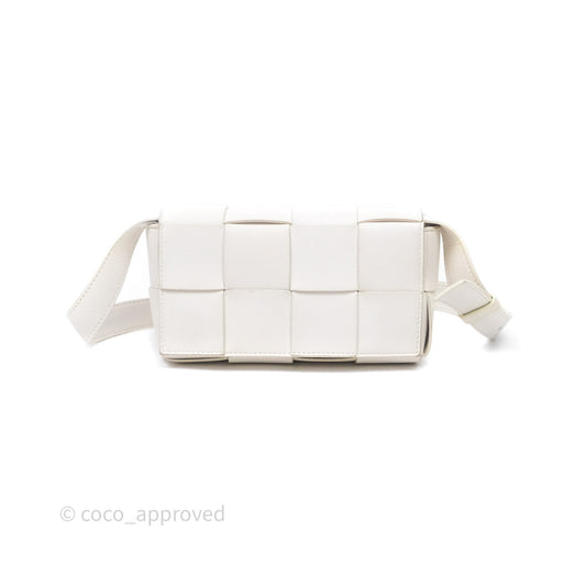 Bottega Veneta Cassette Belt Bag Intreccio White