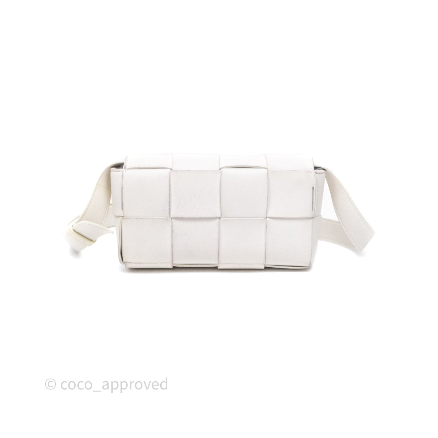 Bottega Veneta Cassette Belt Bag Intreccio White
