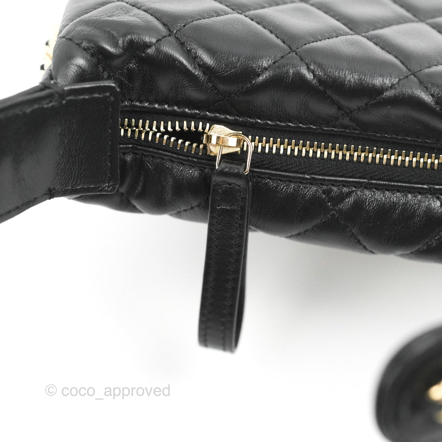 Chanel Quilted Chain Around Pouch Black Lambskin