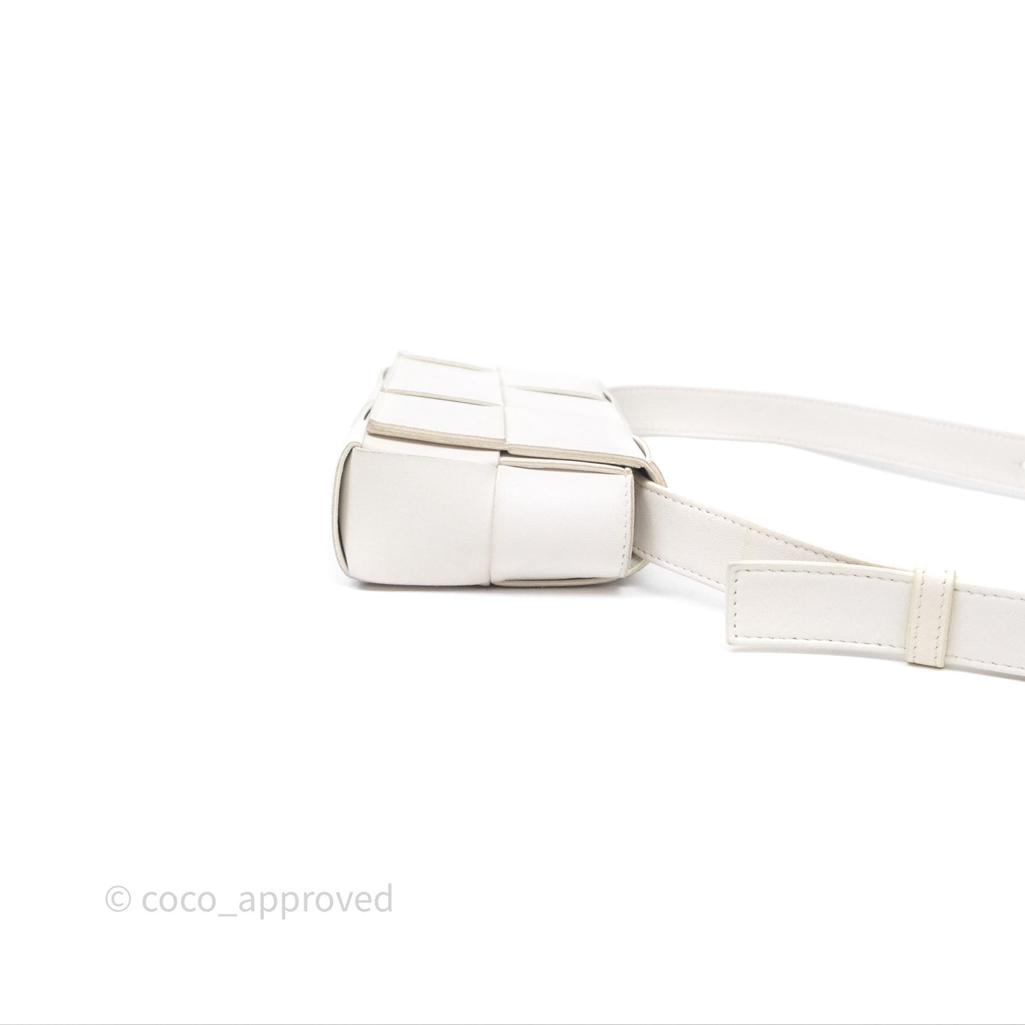 Bottega Veneta Cassette Belt Bag Intreccio White