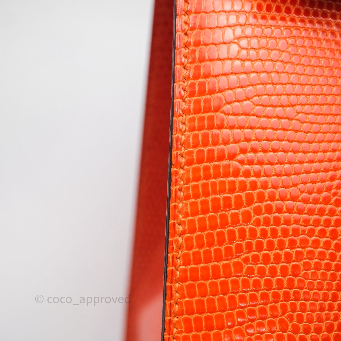 Hermes Kelly 25 Poppy Orange Lizard Palladium Hardware