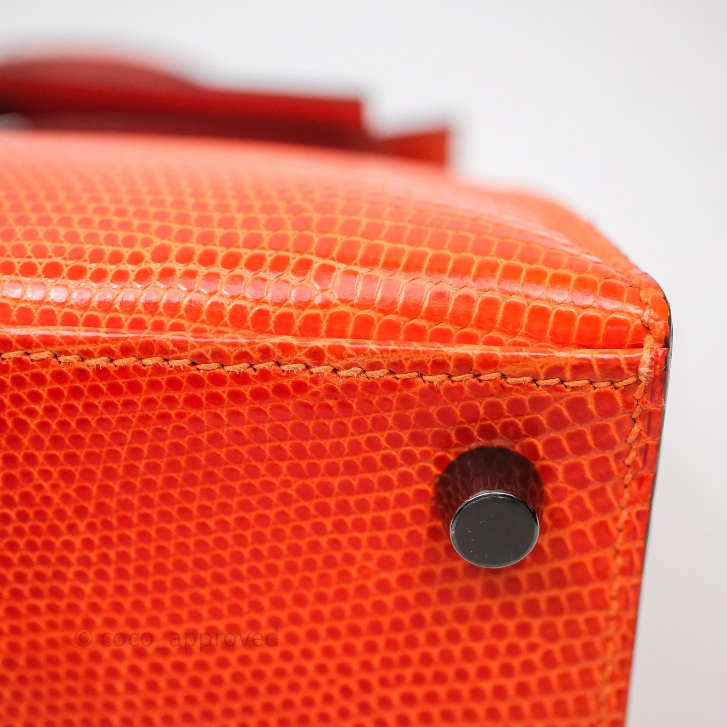 Hermes Kelly 25 Poppy Orange Lizard Palladium Hardware