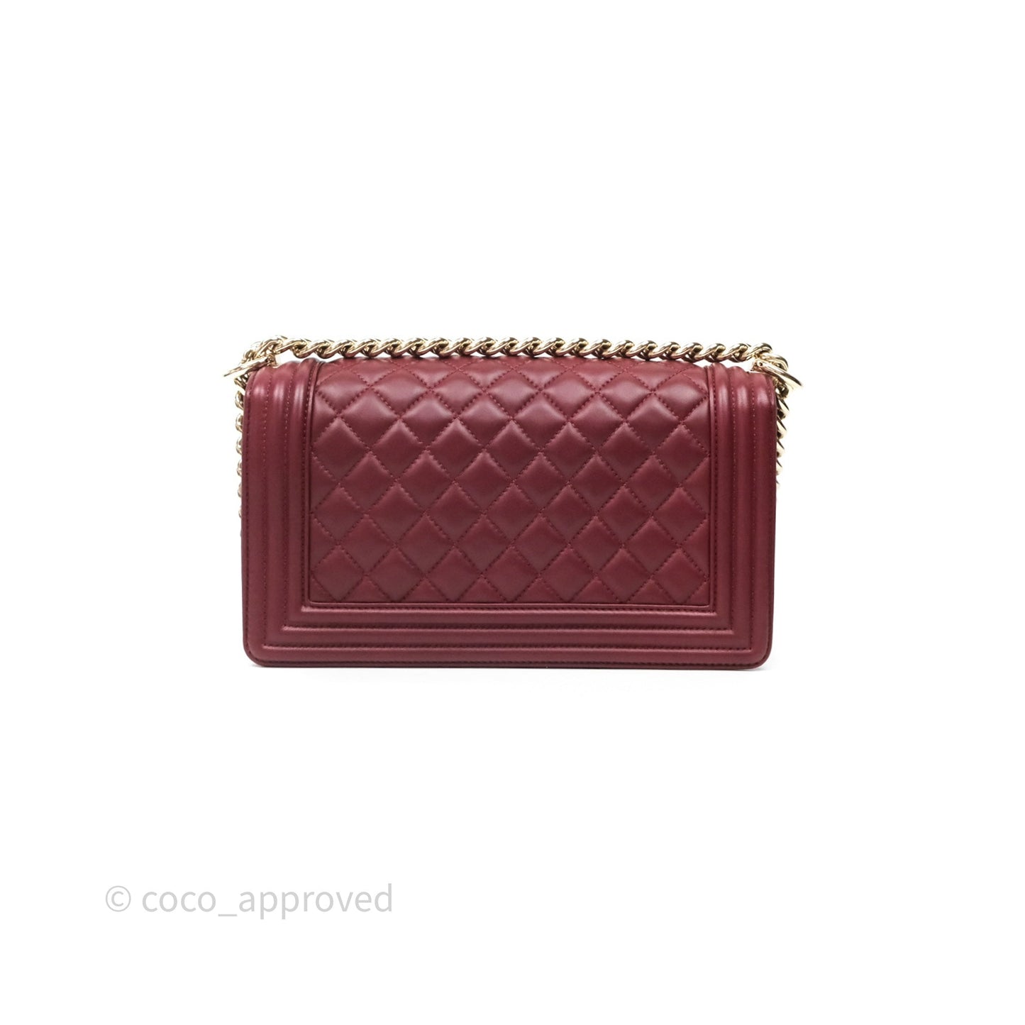 Chanel Quilted Medium Boy Dark Red Lambskin Gold Hardware