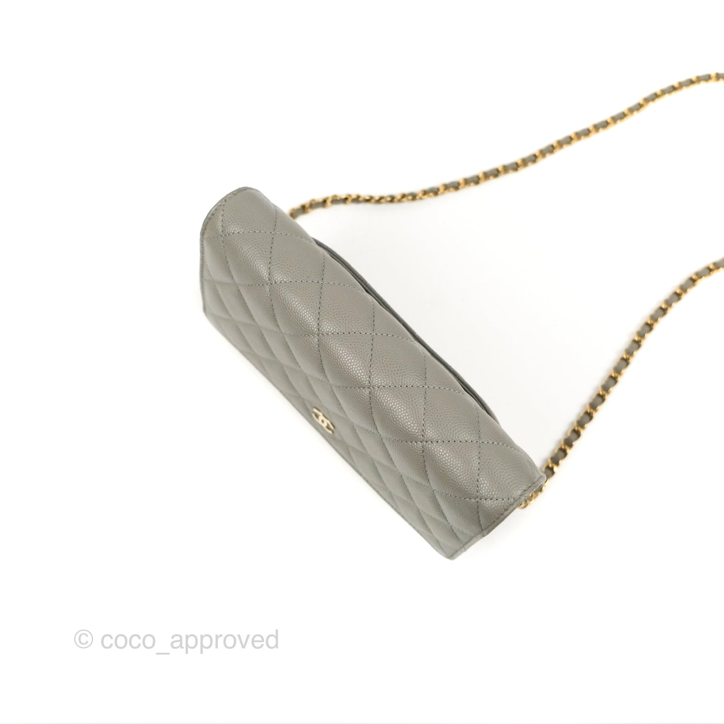 Chanel Quilted Classic Wallet on Chain WOC Grey Caviar Gold Hardware