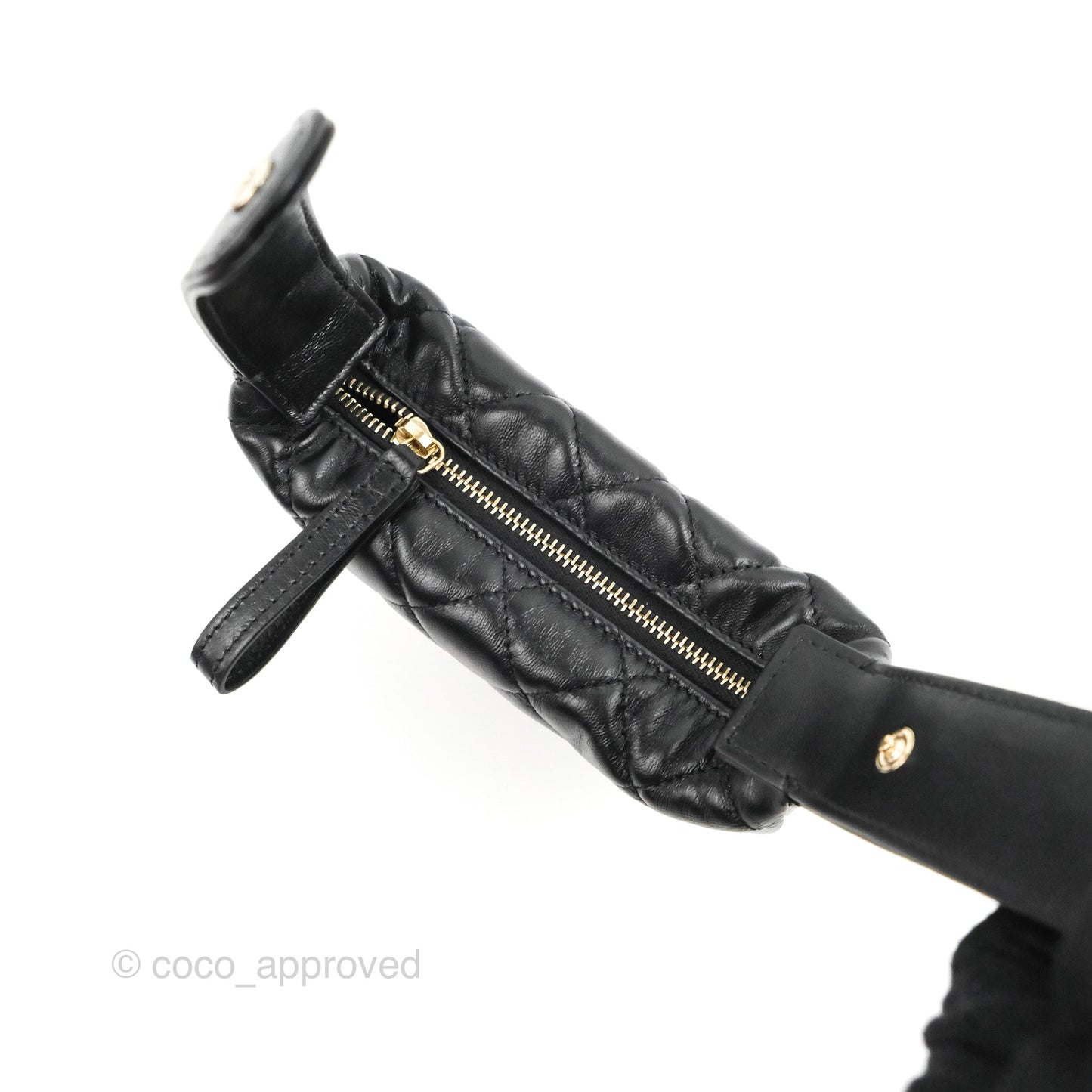 Chanel Quilted Chain Around Pouch Black Lambskin
