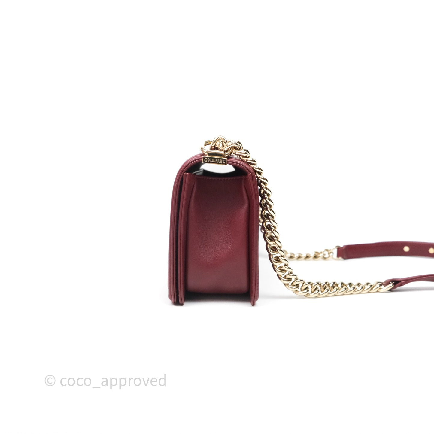 Chanel Quilted Medium Boy Dark Red Lambskin Gold Hardware