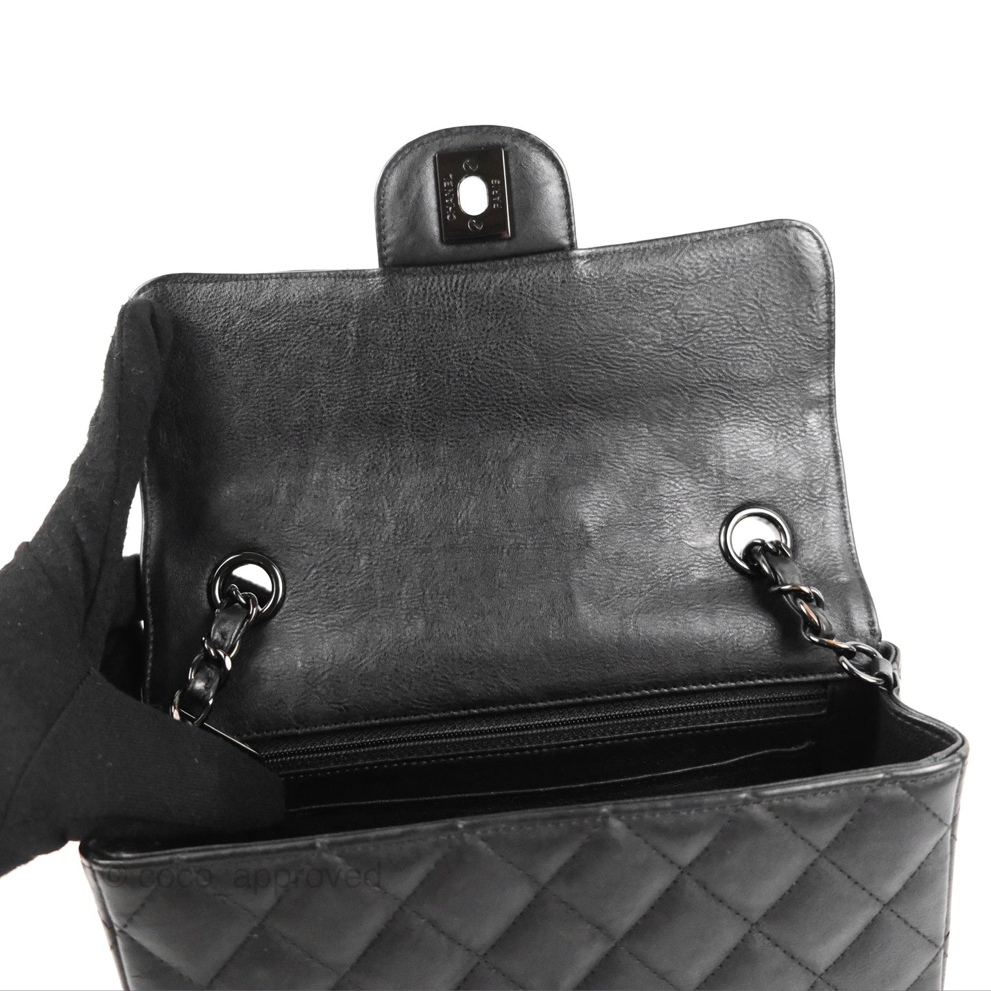 Chanel Quilted Mini Rectangular Flap So Black Crumpled Calfskin