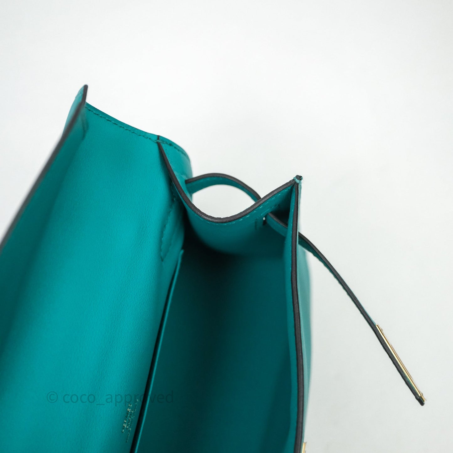 Hermès Kelly Pochette Bleu Paon 7F Gold Hardware