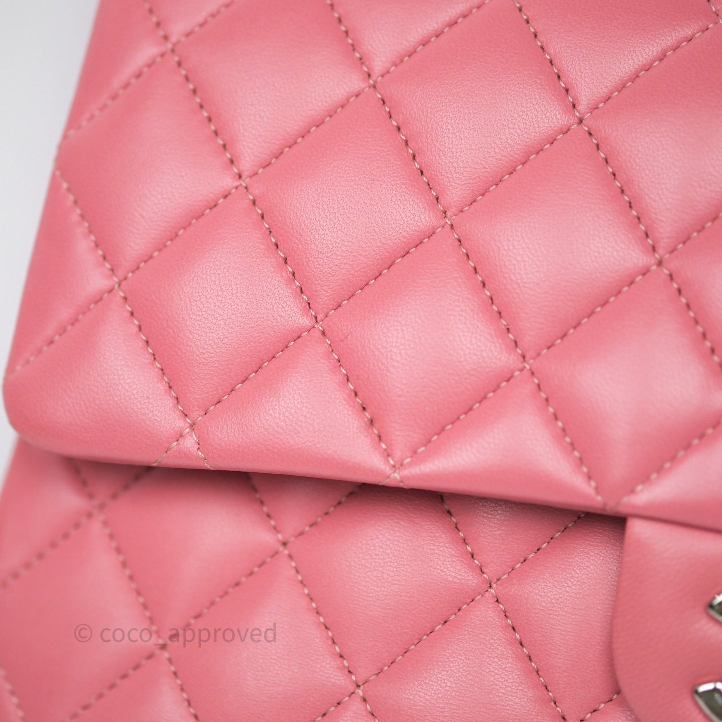 Chanel Classic M/L Medium Flap Quilted Pink Lambskin Silver Hardware