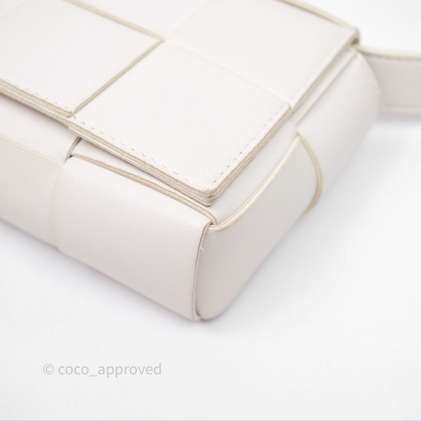 Bottega Veneta Cassette Belt Bag Intreccio White
