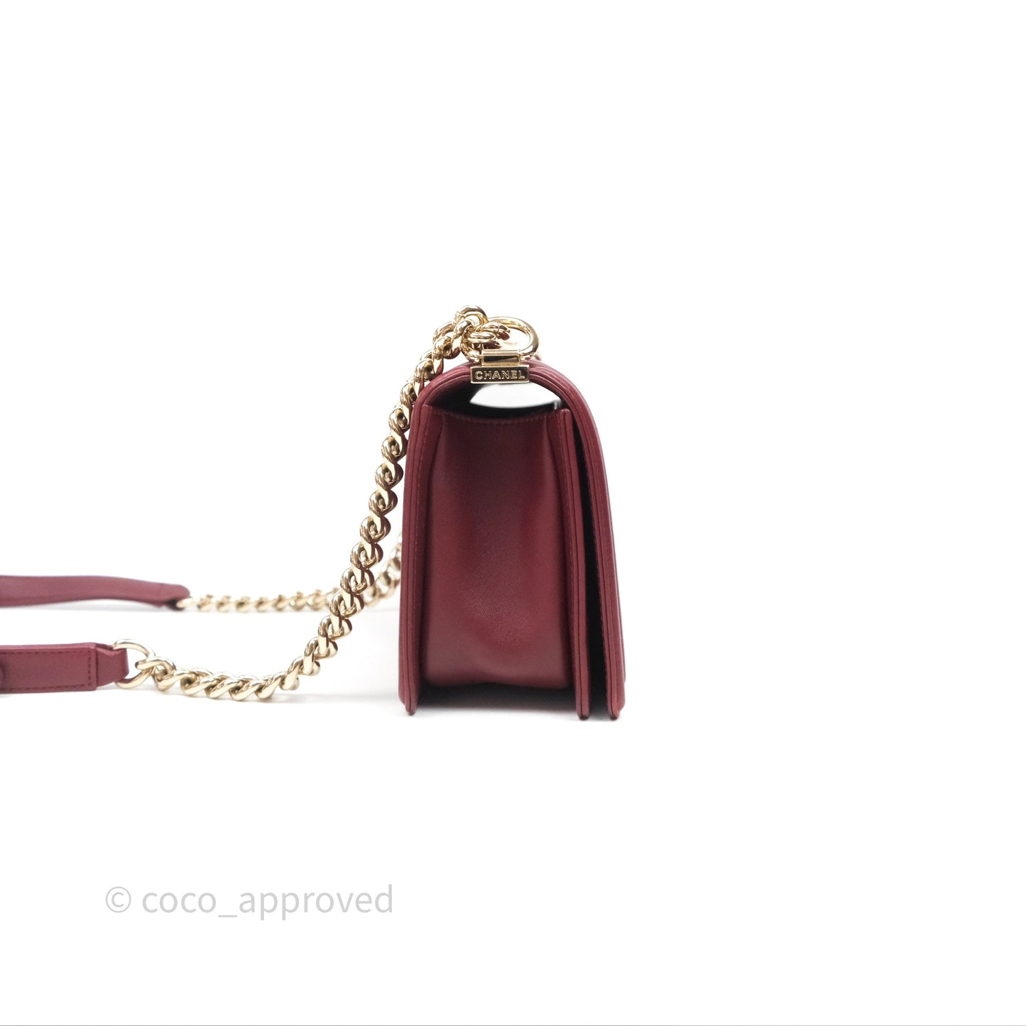 Chanel Quilted Medium Boy Dark Red Lambskin Gold Hardware
