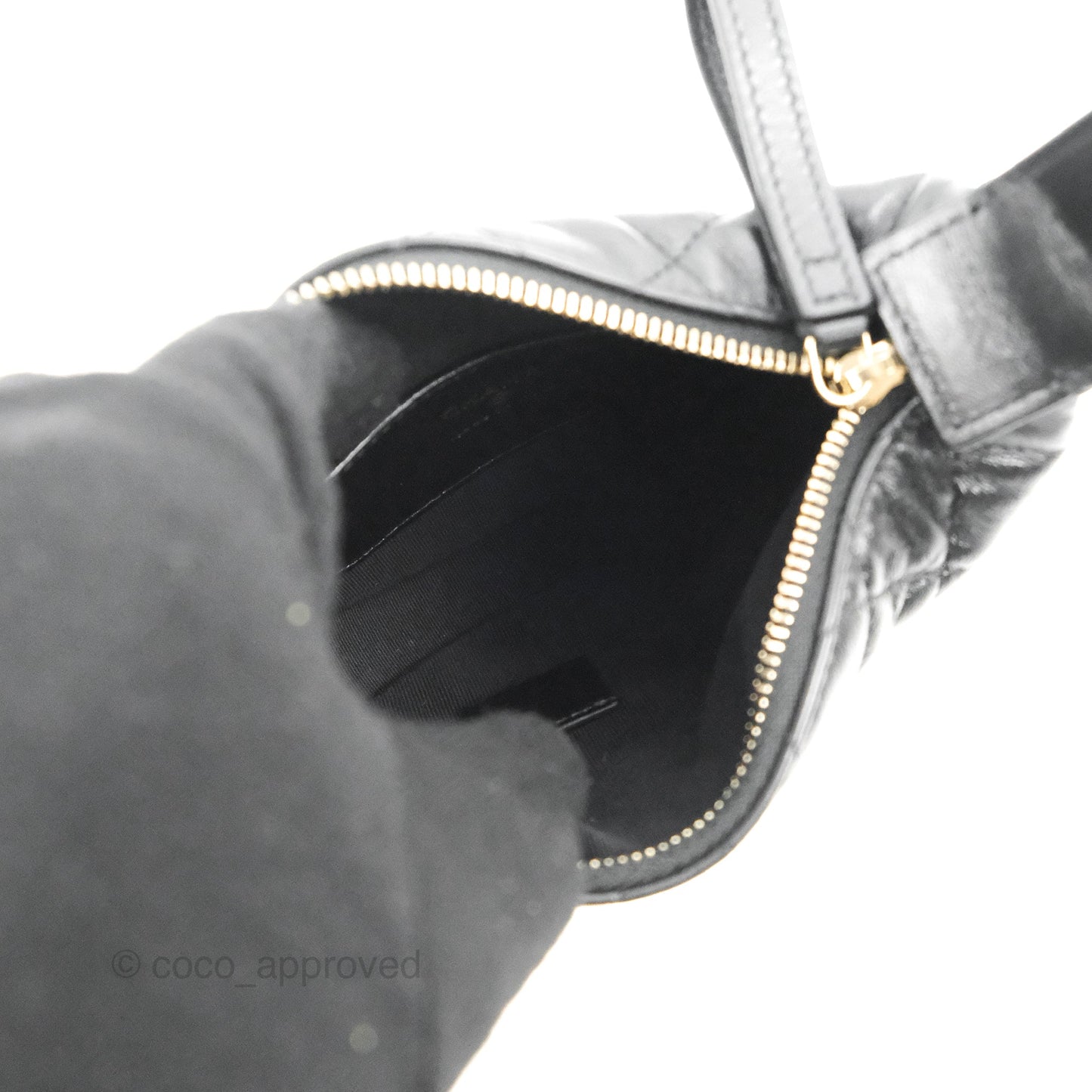 Chanel Quilted Chain Around Pouch Black Lambskin