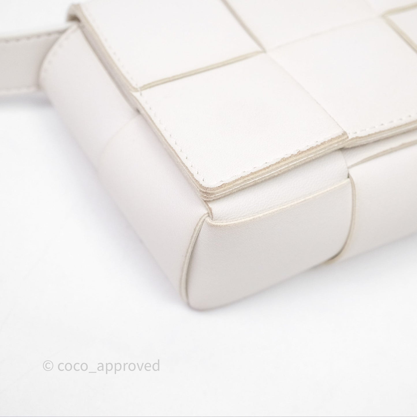 Bottega Veneta Cassette Belt Bag Intreccio White