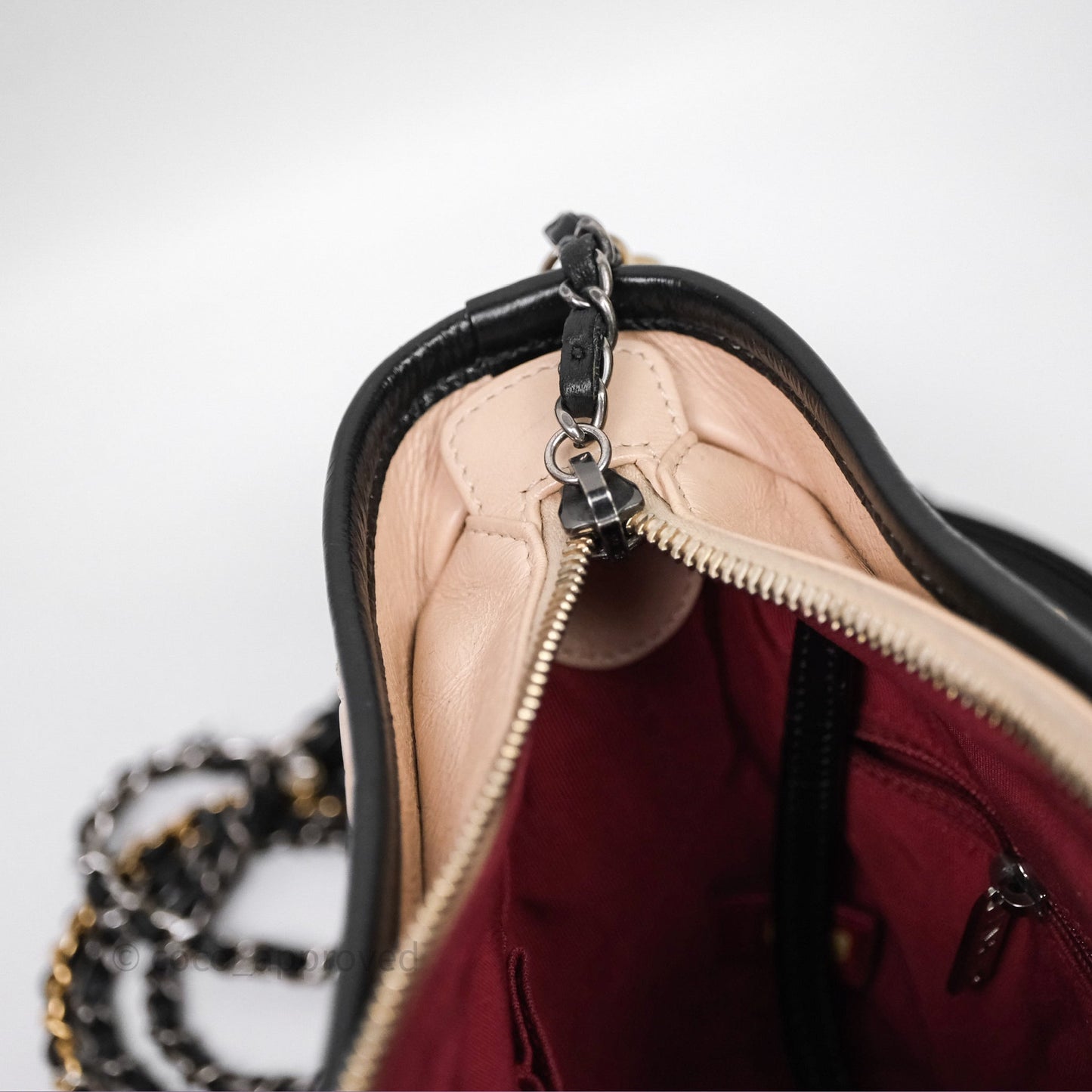 Chanel Small Gabrielle Hobo Quilted Black Beige Aged Calfskin