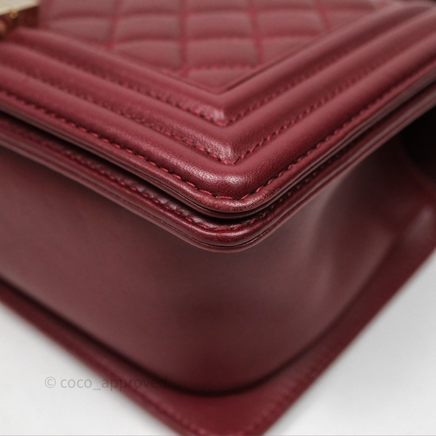 Chanel Quilted Medium Boy Dark Red Lambskin Gold Hardware