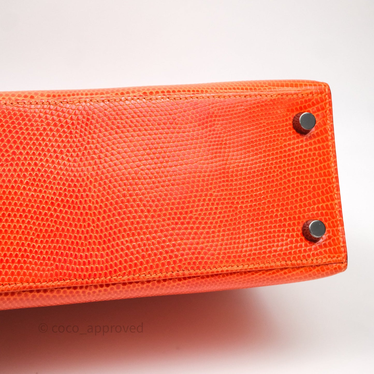 Hermes Kelly 25 Poppy Orange Lizard Palladium Hardware