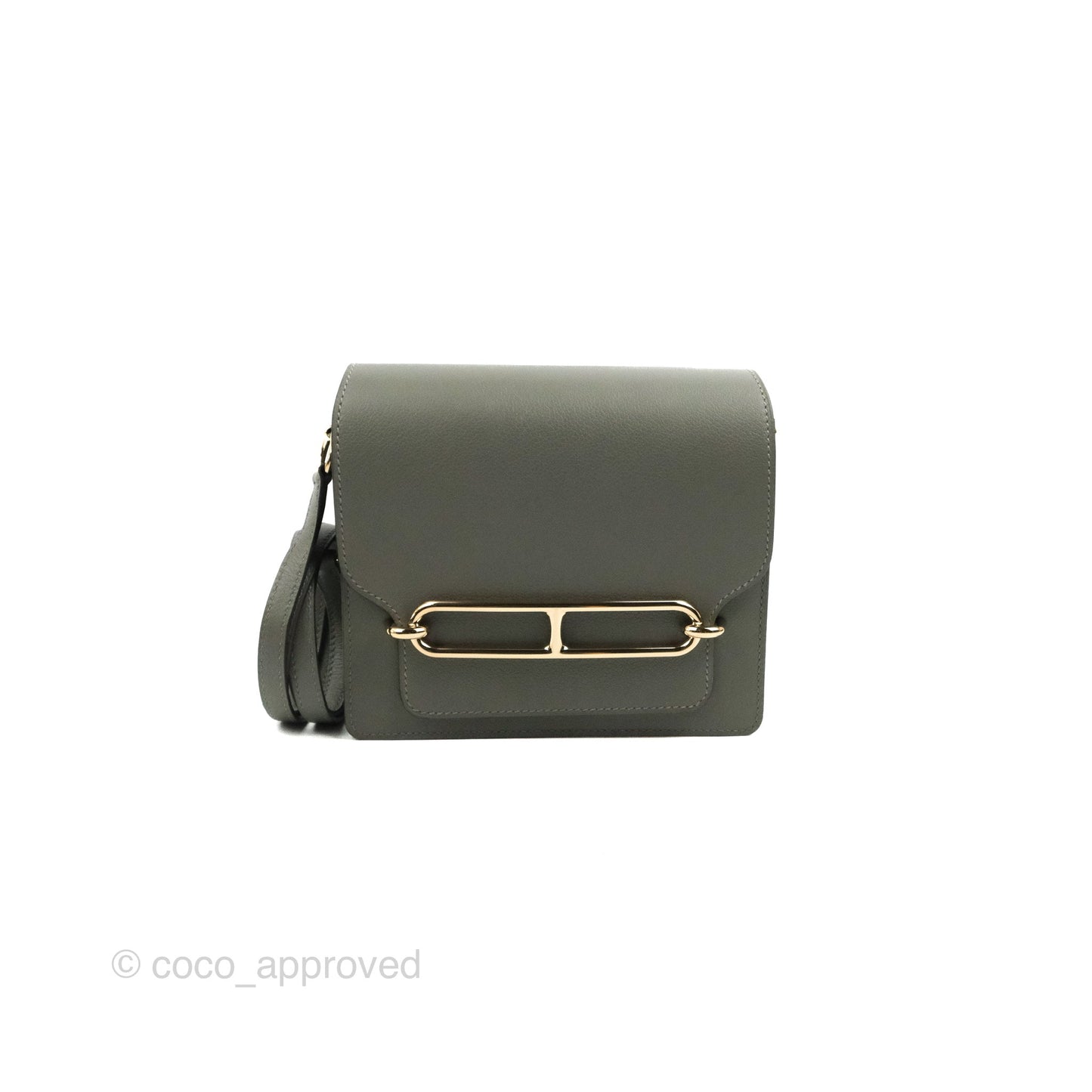 Hermès Roulis Mini 18 Gris Meyer 0L Clemence Gold Hardware