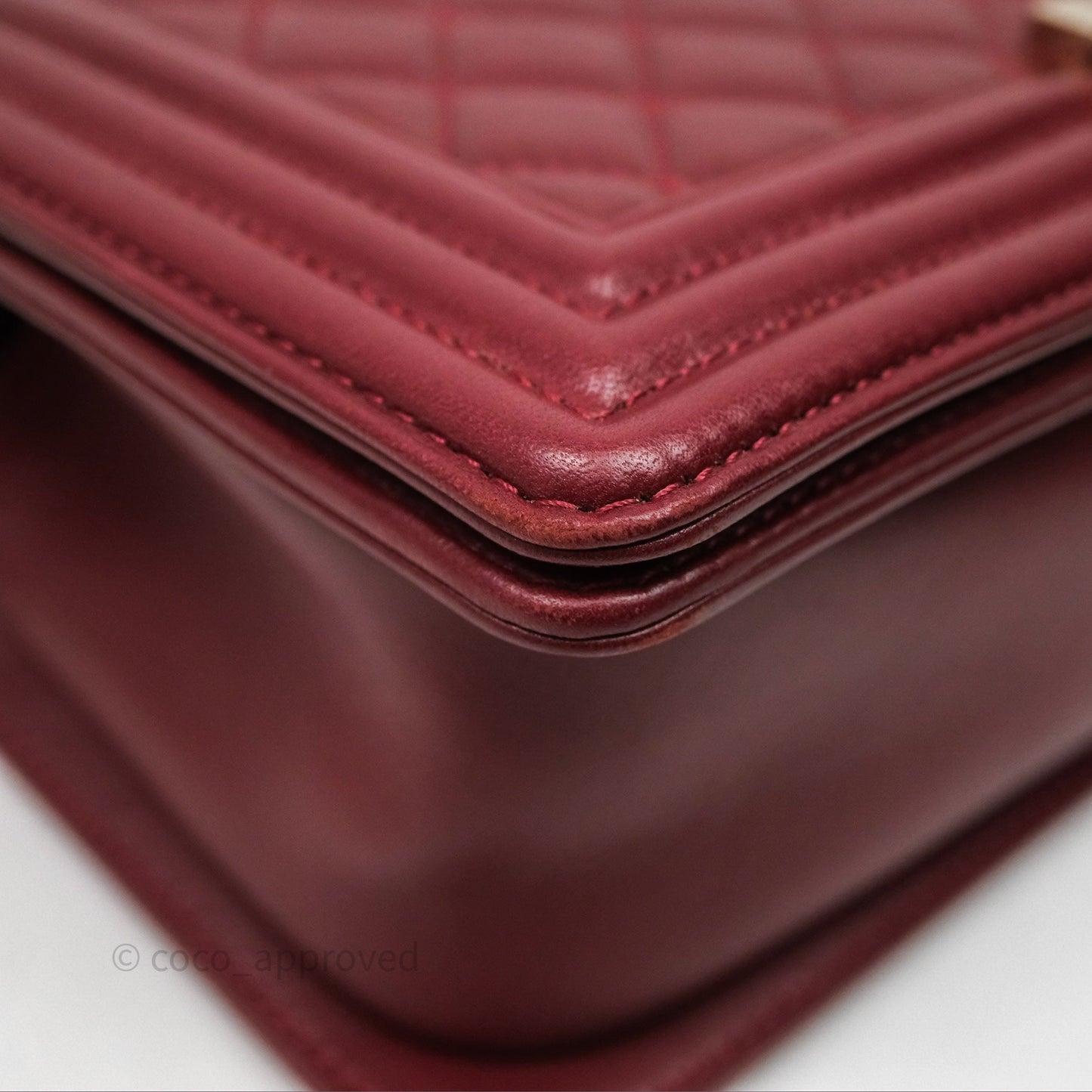 Chanel Quilted Medium Boy Dark Red Lambskin Gold Hardware