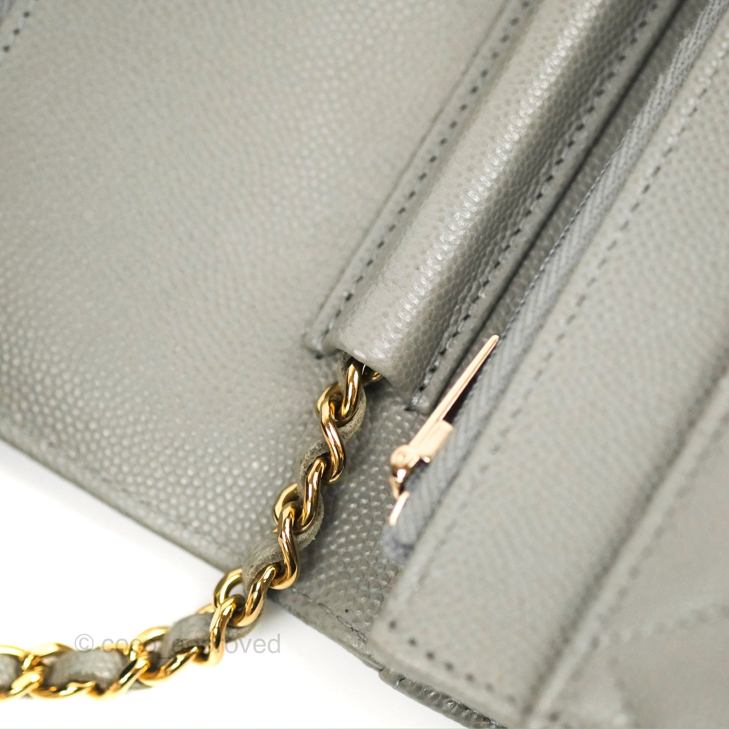 Chanel Quilted Classic Wallet on Chain WOC Grey Caviar Gold Hardware