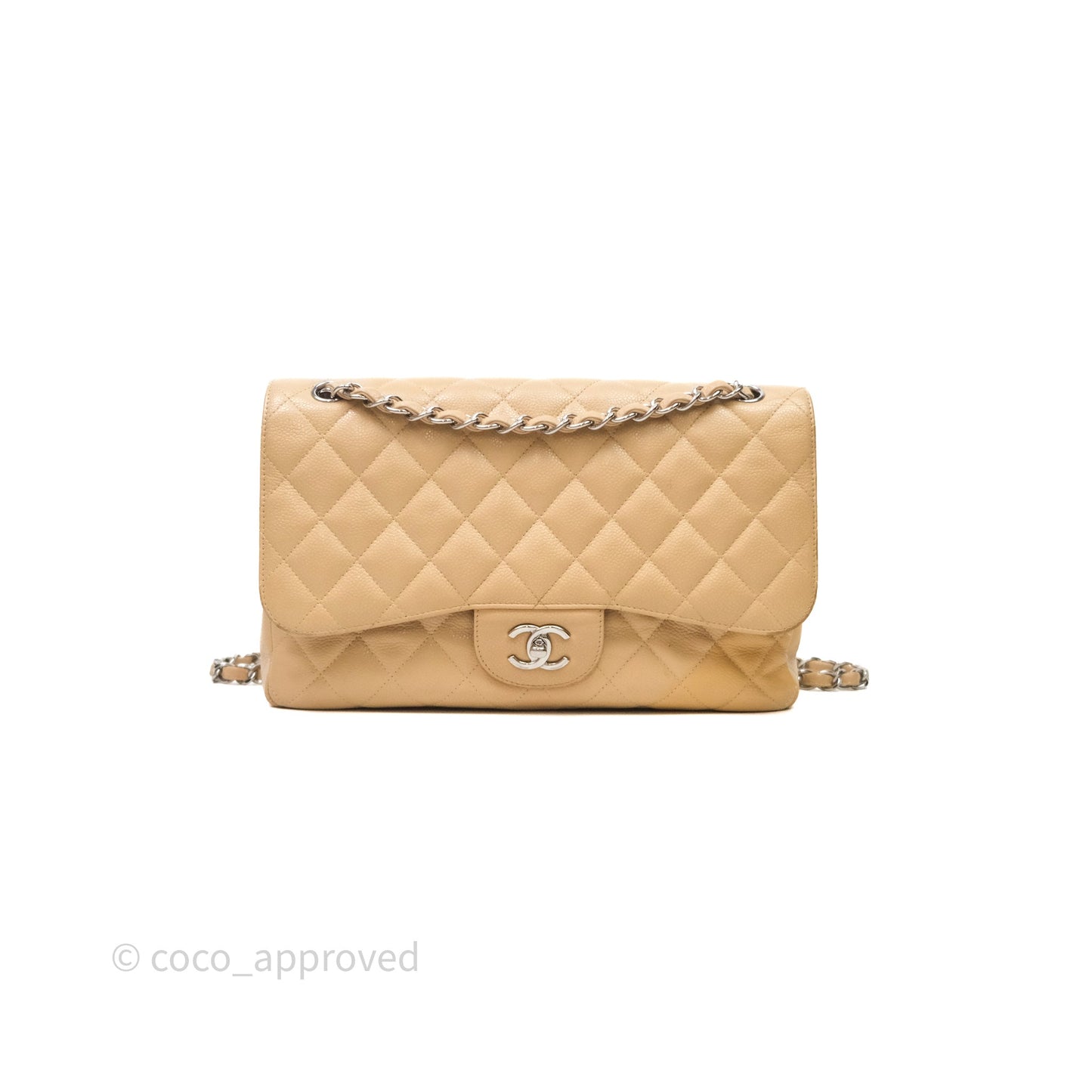 Chanel Jumbo Double Flap Beige Caviar Silver Hardware⁣⁣
