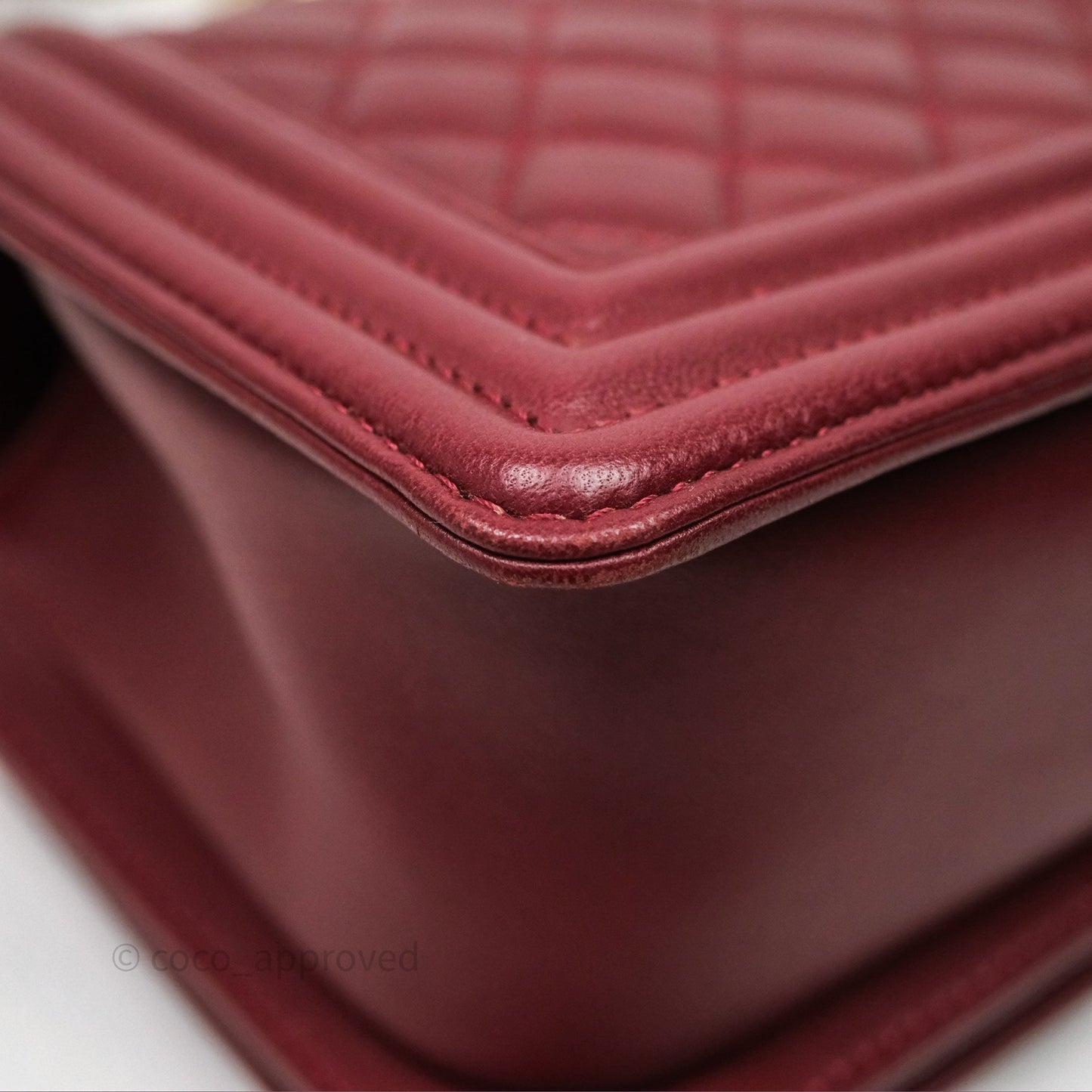 Chanel Quilted Medium Boy Dark Red Lambskin Gold Hardware
