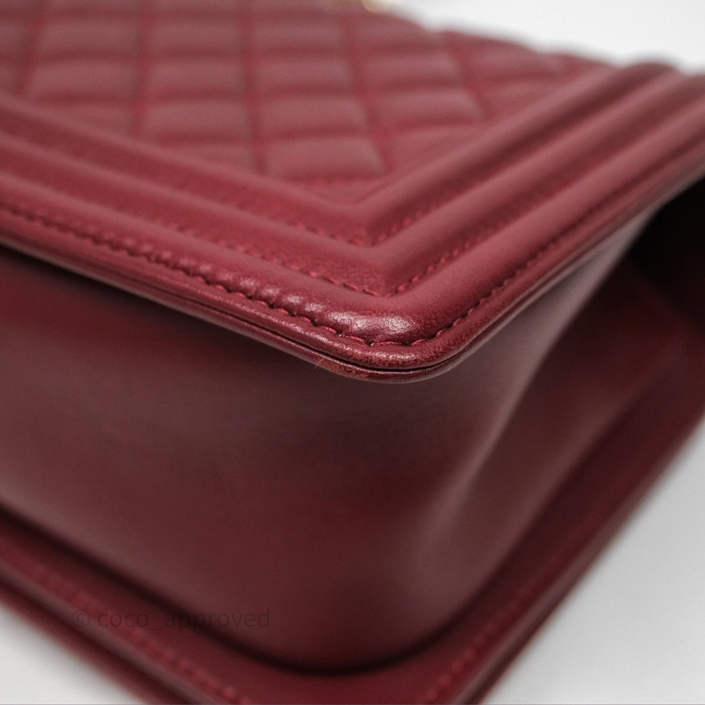 Chanel Quilted Medium Boy Dark Red Lambskin Gold Hardware