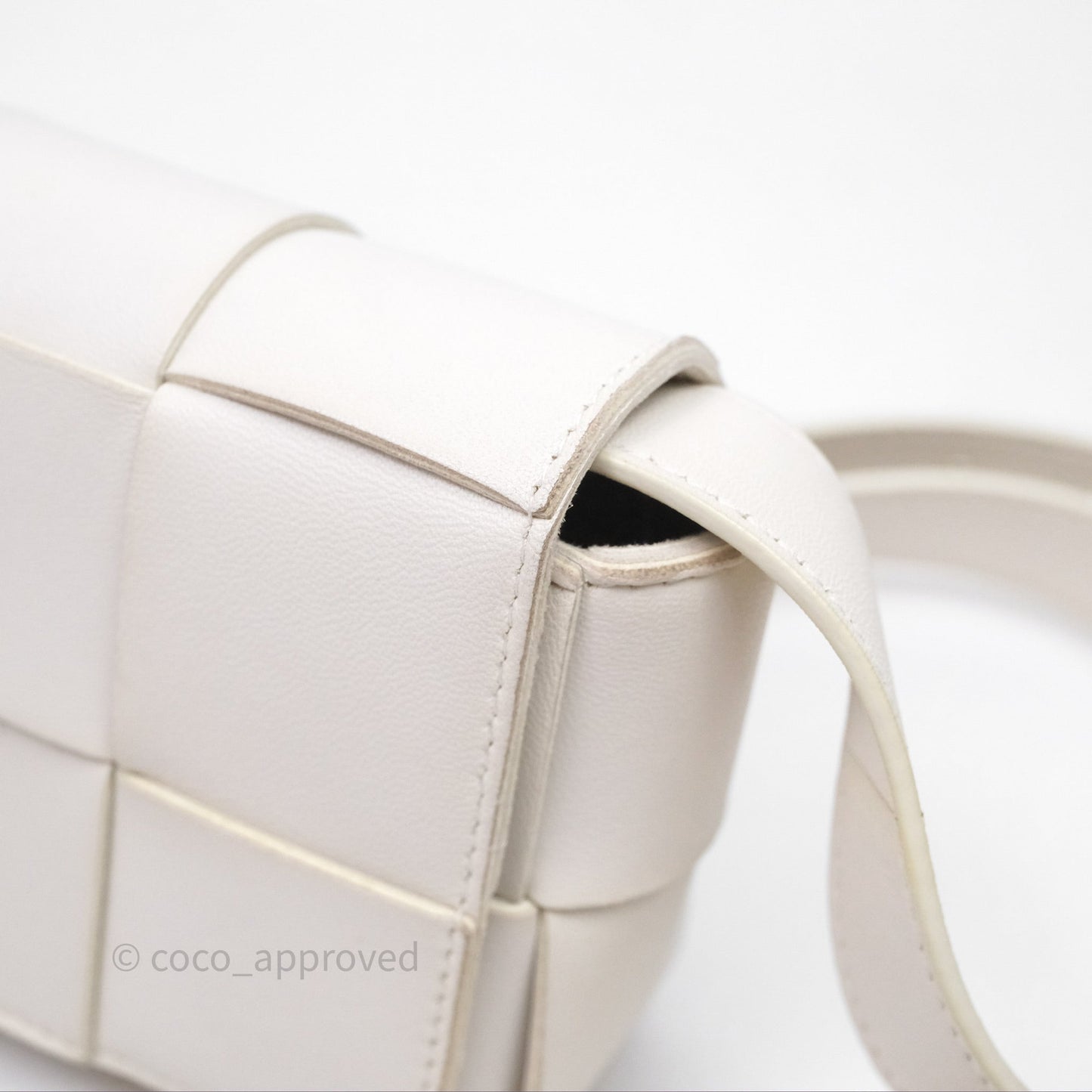 Bottega Veneta Cassette Belt Bag Intreccio White