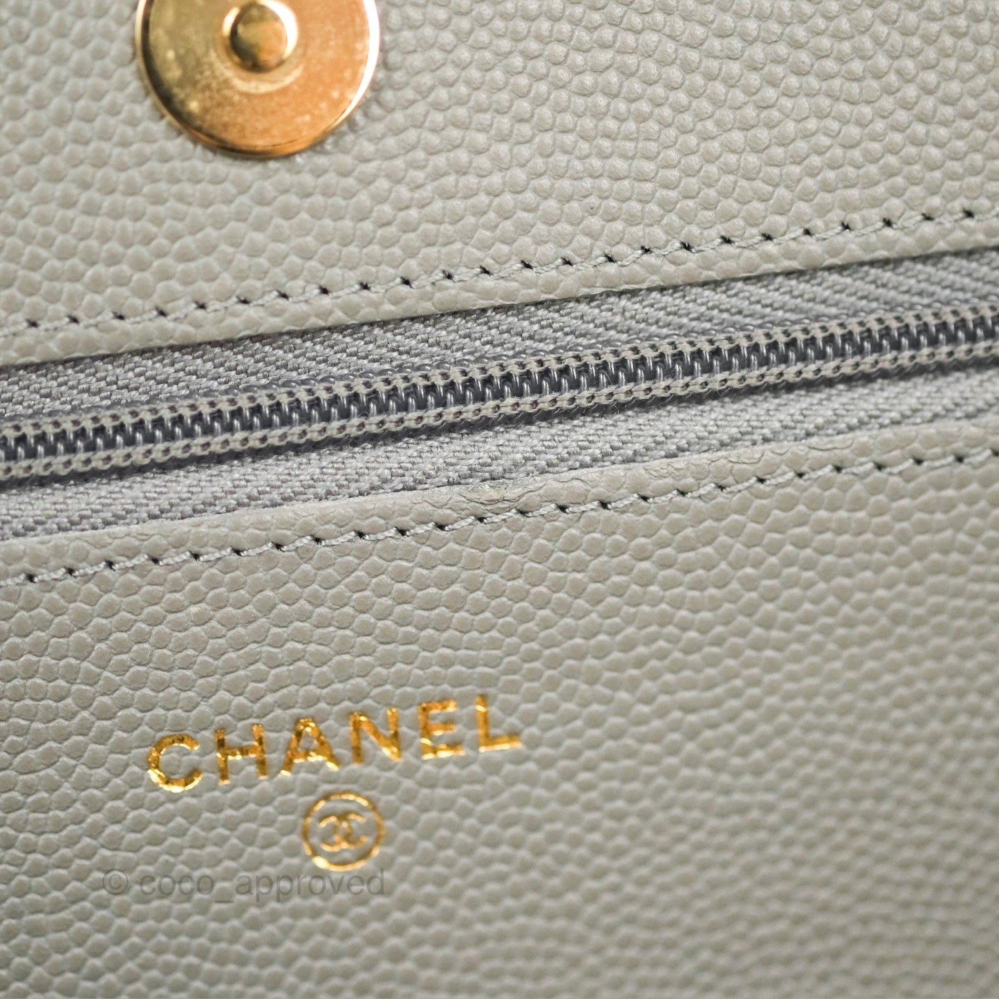 Chanel Quilted Classic Wallet on Chain WOC Grey Caviar Gold Hardware