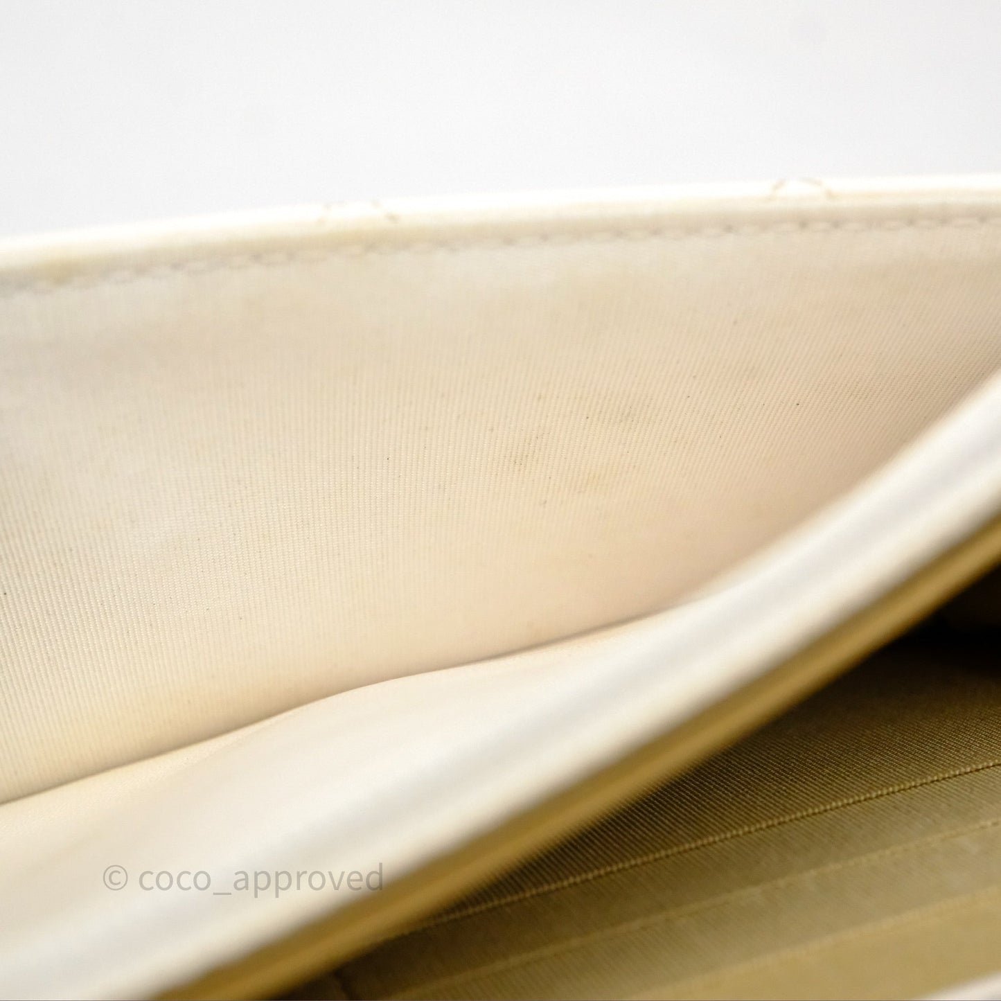 Chanel Quilted Pearl Crush Wallet on Chain WOC Ivory White Lambskin Aged Gold Hardware