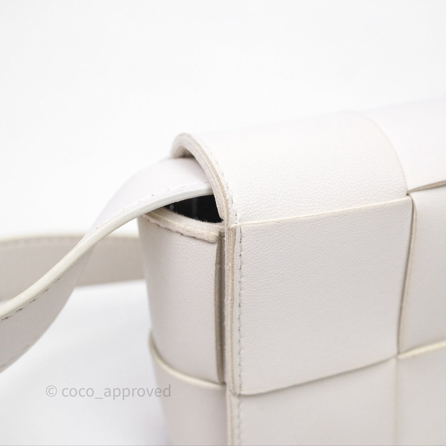 Bottega Veneta Cassette Belt Bag Intreccio White
