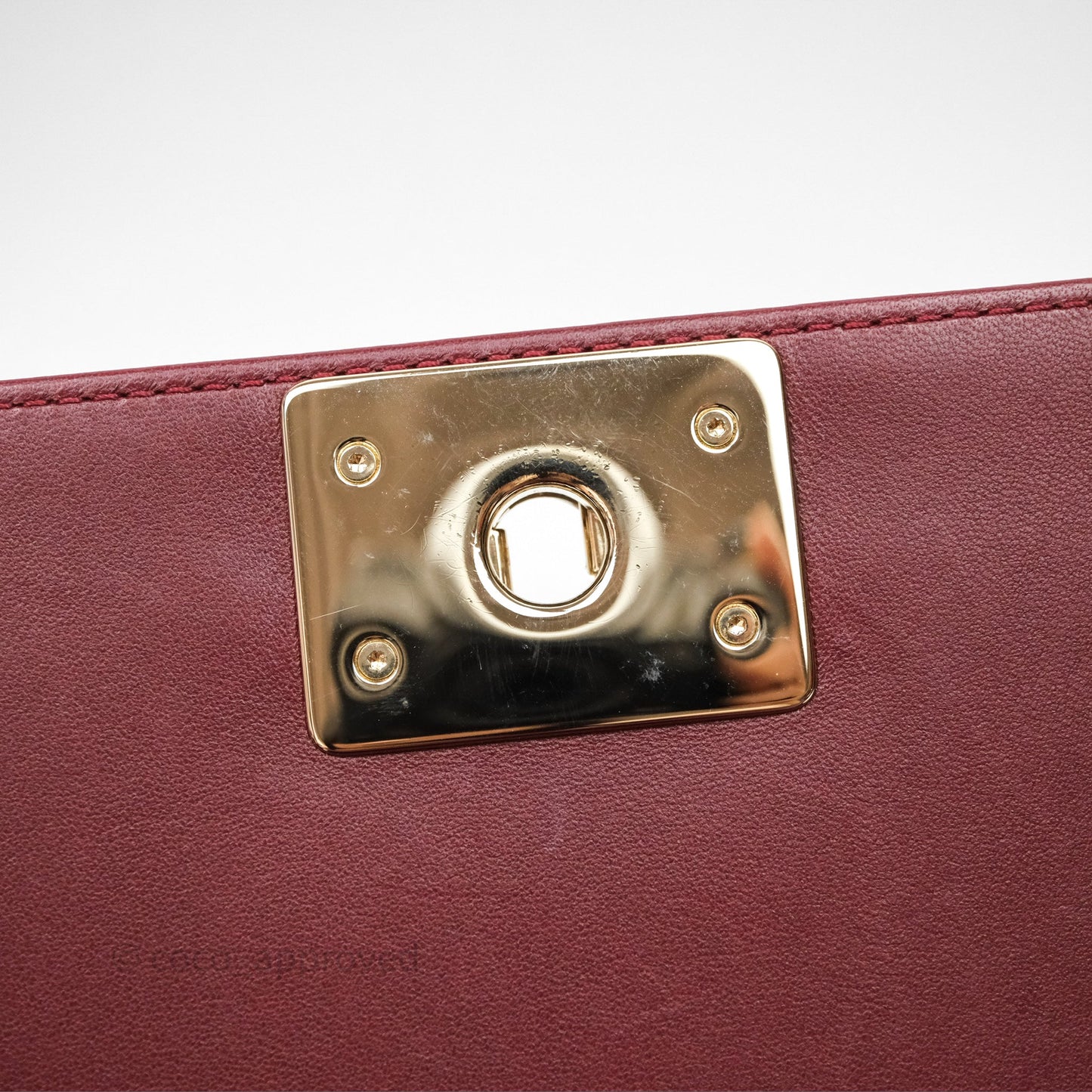 Chanel Quilted Medium Boy Dark Red Lambskin Gold Hardware