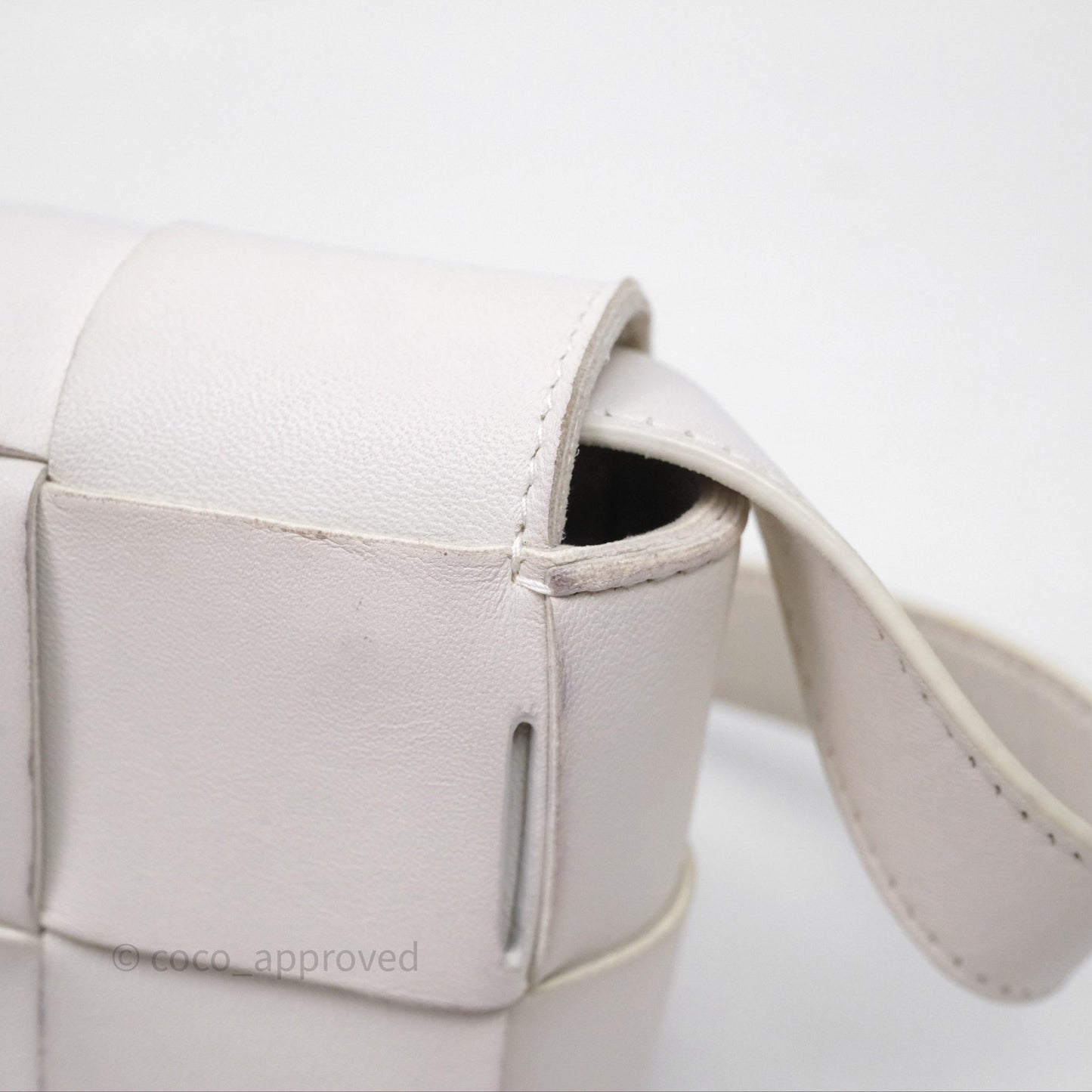 Bottega Veneta Cassette Belt Bag Intreccio White