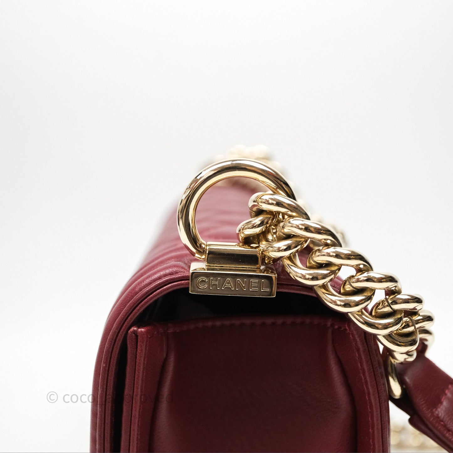 Chanel Quilted Medium Boy Dark Red Lambskin Gold Hardware