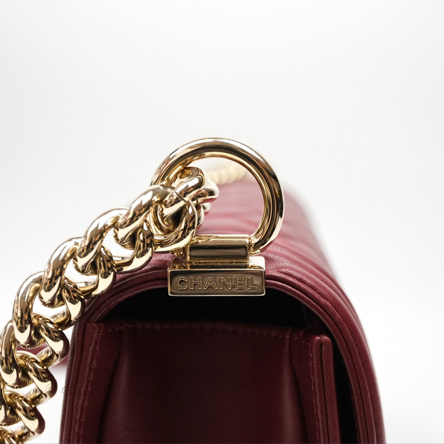Chanel Quilted Medium Boy Dark Red Lambskin Gold Hardware