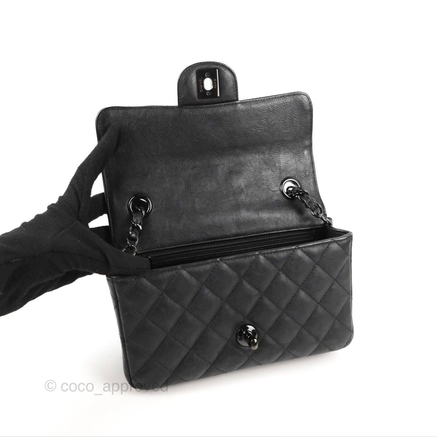 Chanel Quilted Mini Rectangular Flap So Black Crumpled Calfskin