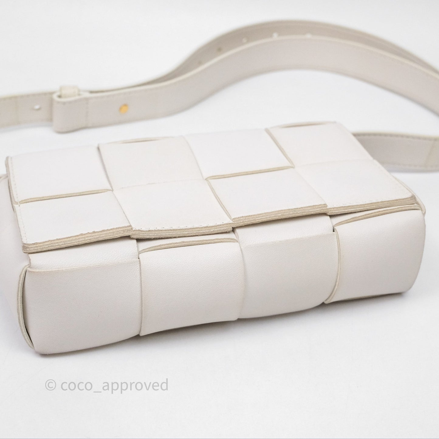 Bottega Veneta Cassette Belt Bag Intreccio White