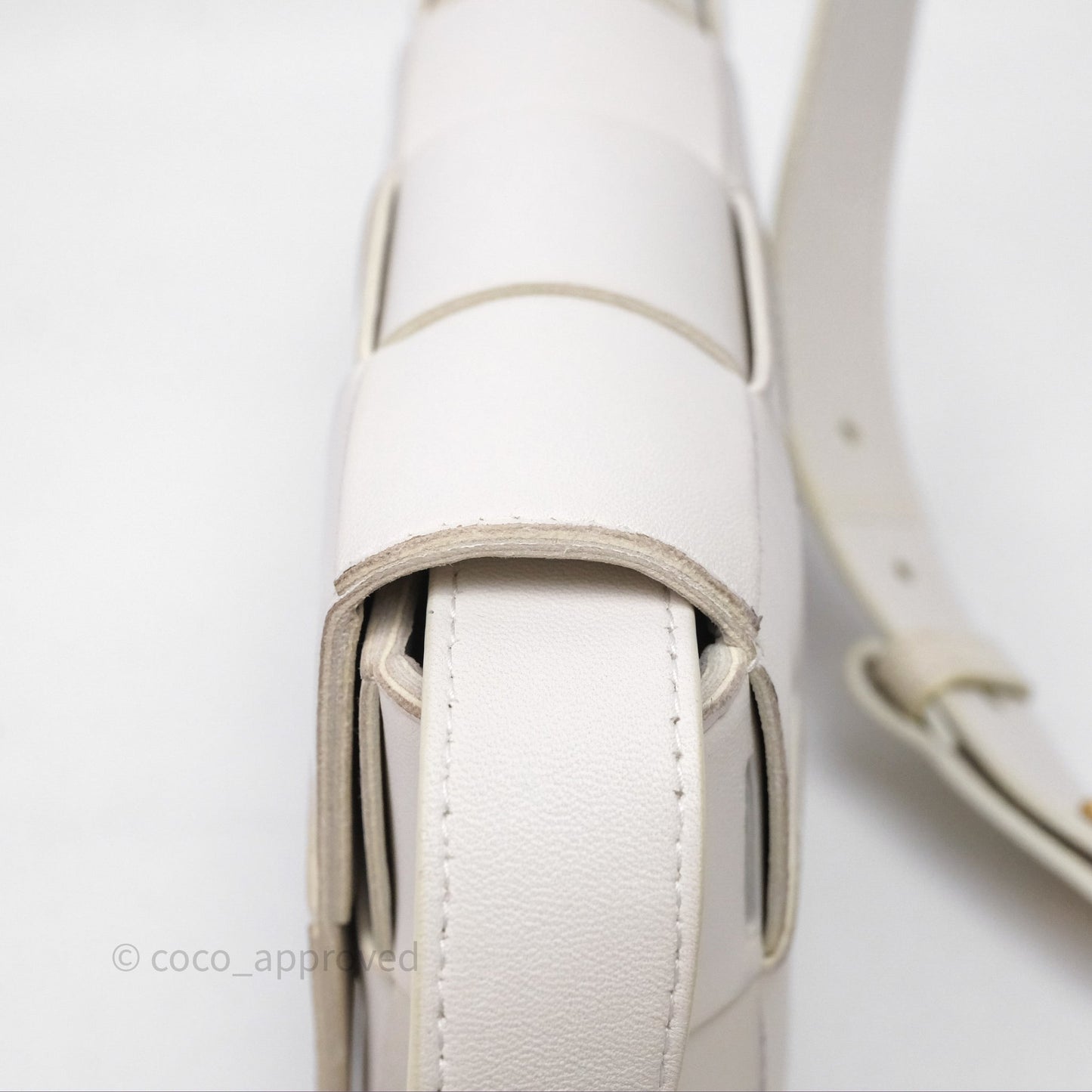 Bottega Veneta Cassette Belt Bag Intreccio White