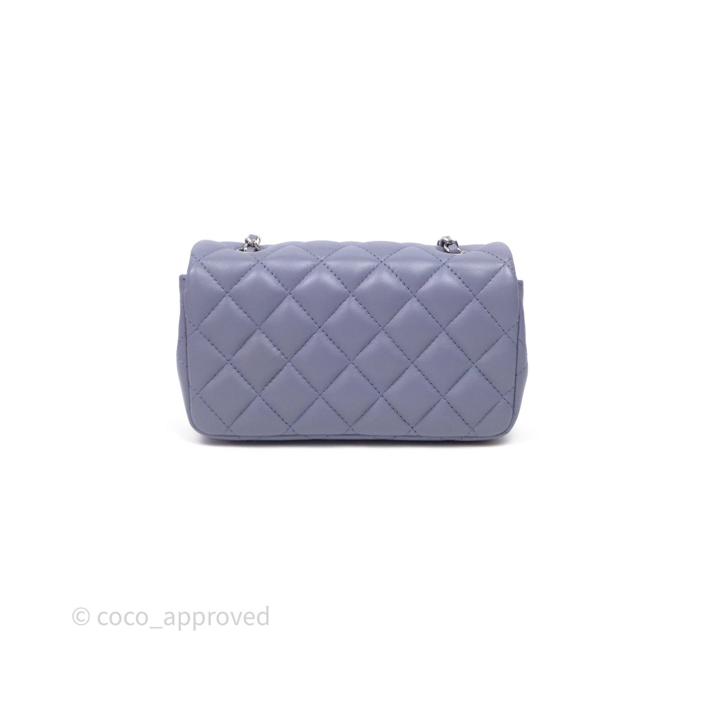 Chanel Quilted Extra Mini Rectangular Flap Purple Lambskin Silver Hardware