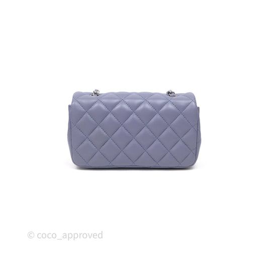 Chanel Quilted Extra Mini Rectangular Flap Purple Lambskin Silver Hardware